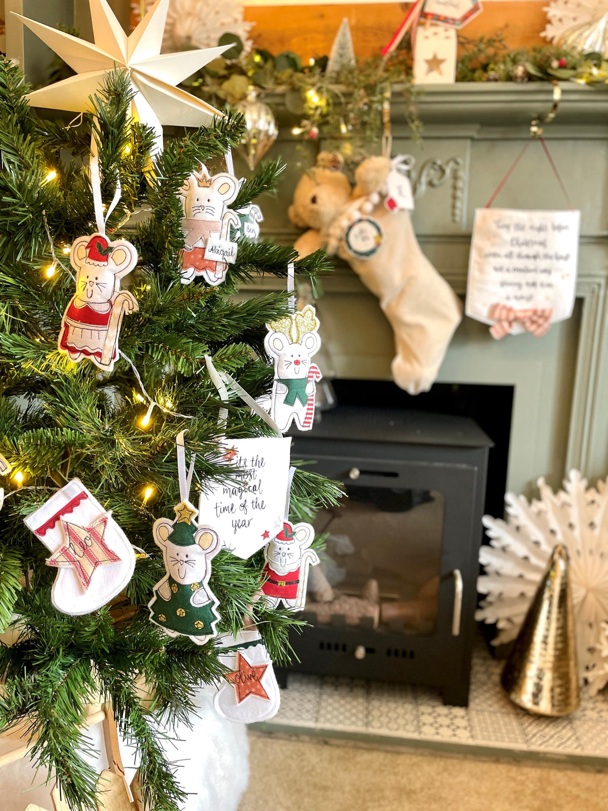 Mrs Christmas mouse personalised decoration