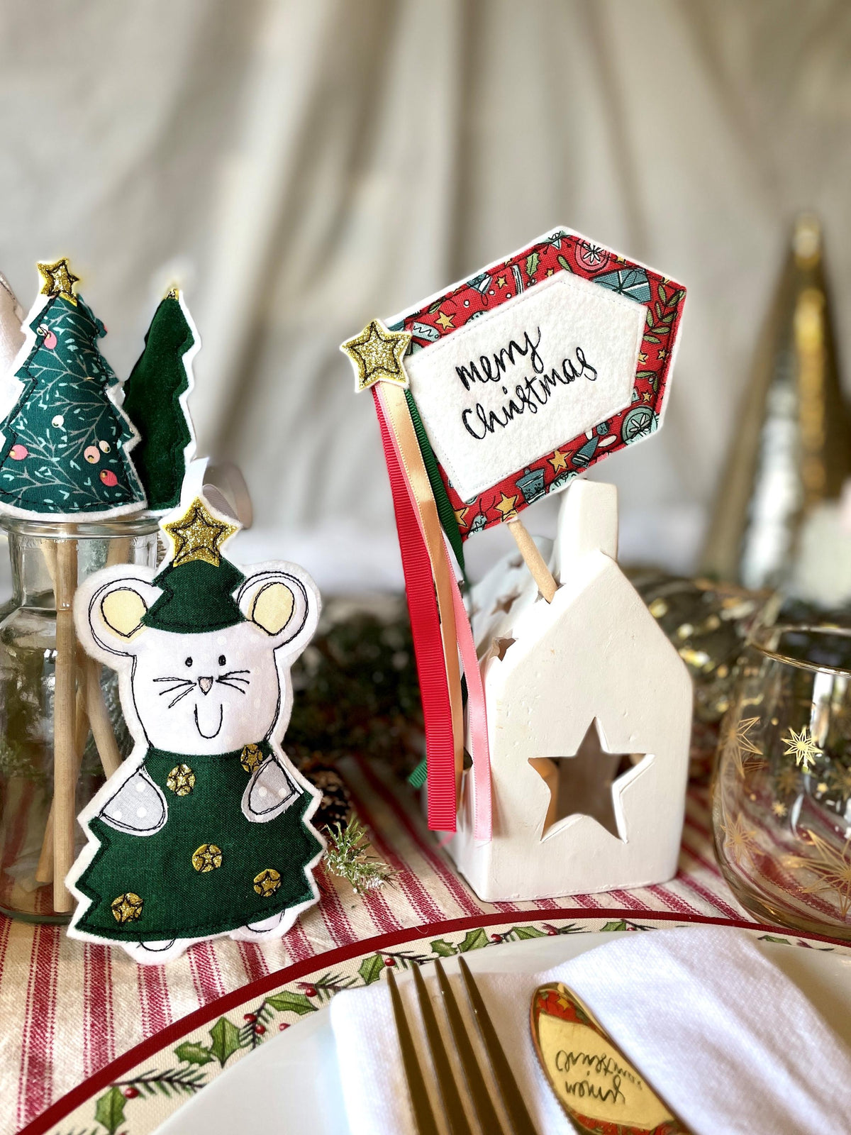 Christmas tree mouse personalised decoration
