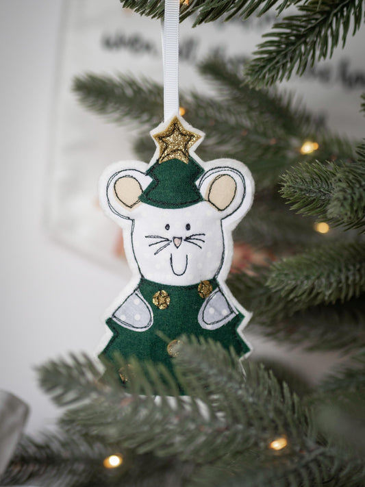 Christmas tree mouse personalised decoration