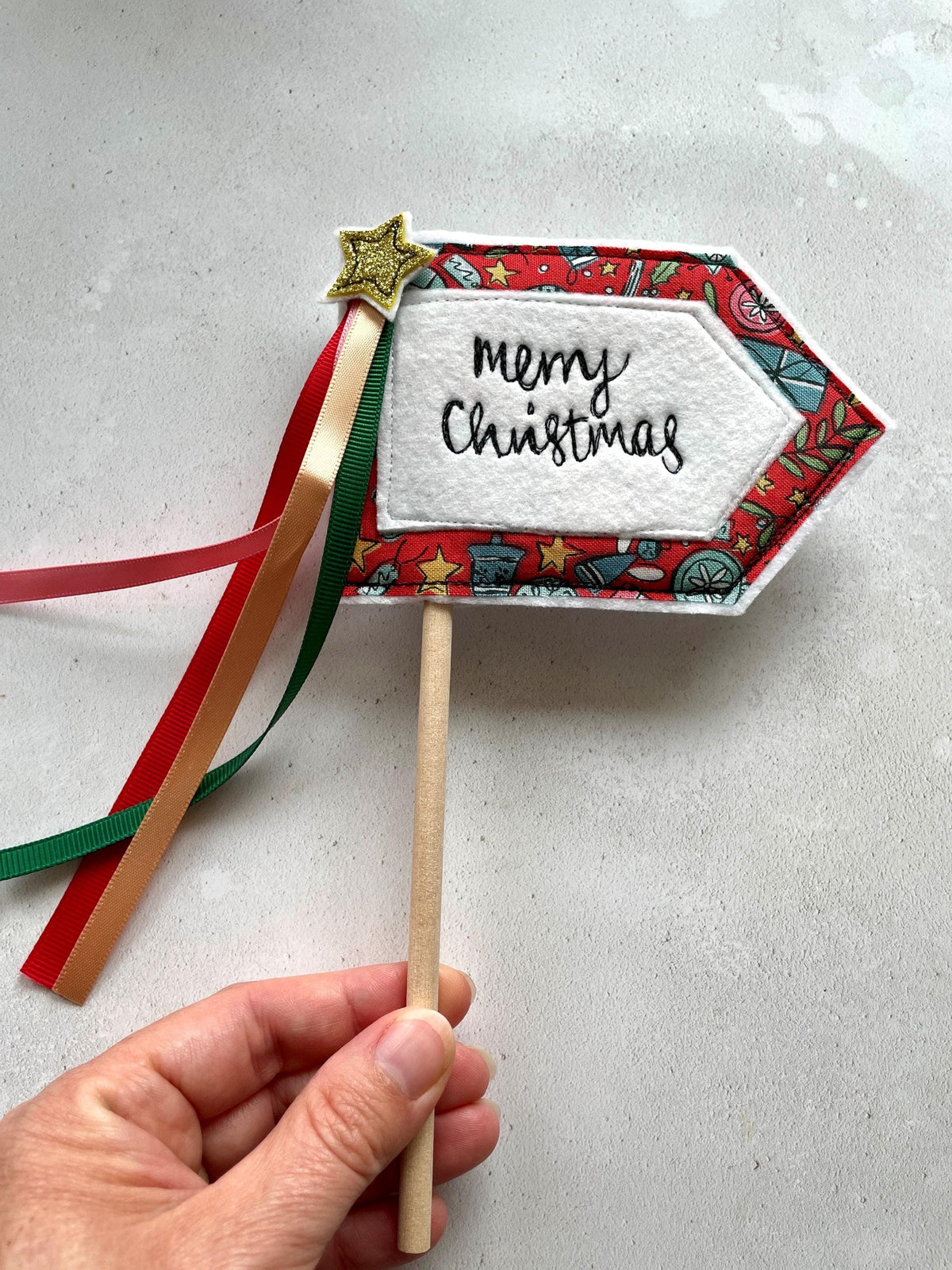 Merry Christmas cake topper flag decoration