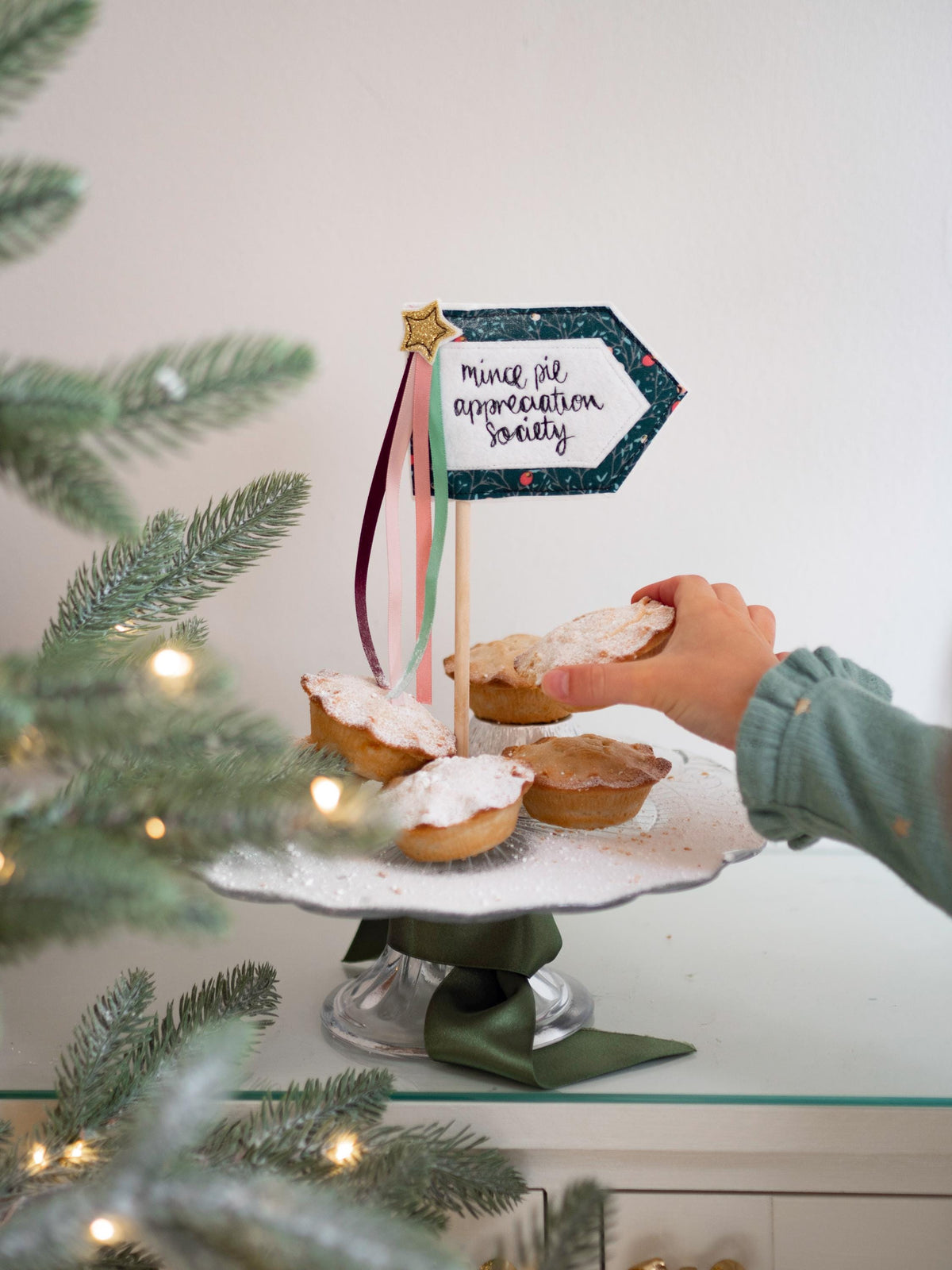 Mince Pie Appreciation Society cake topper flag decoration