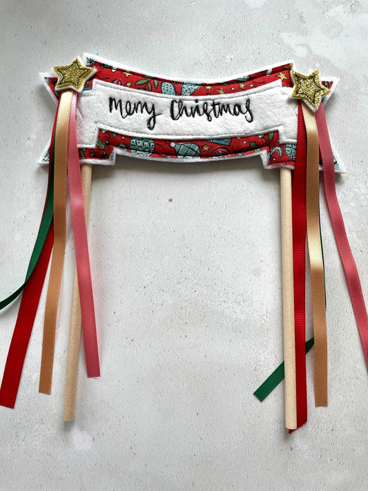 Merry Christmas Cake Topper Banner