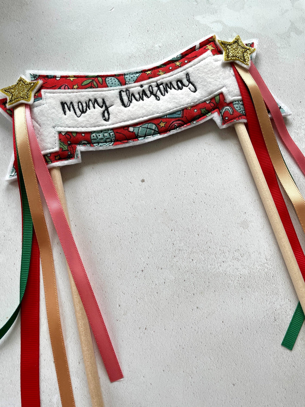 Merry Christmas Cake Topper Banner