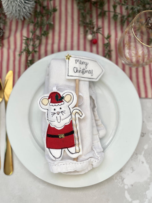 Father Christmas mouse personalised decoration