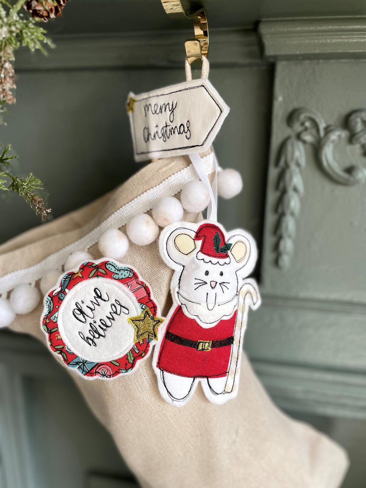 Father Christmas mouse personalised decoration
