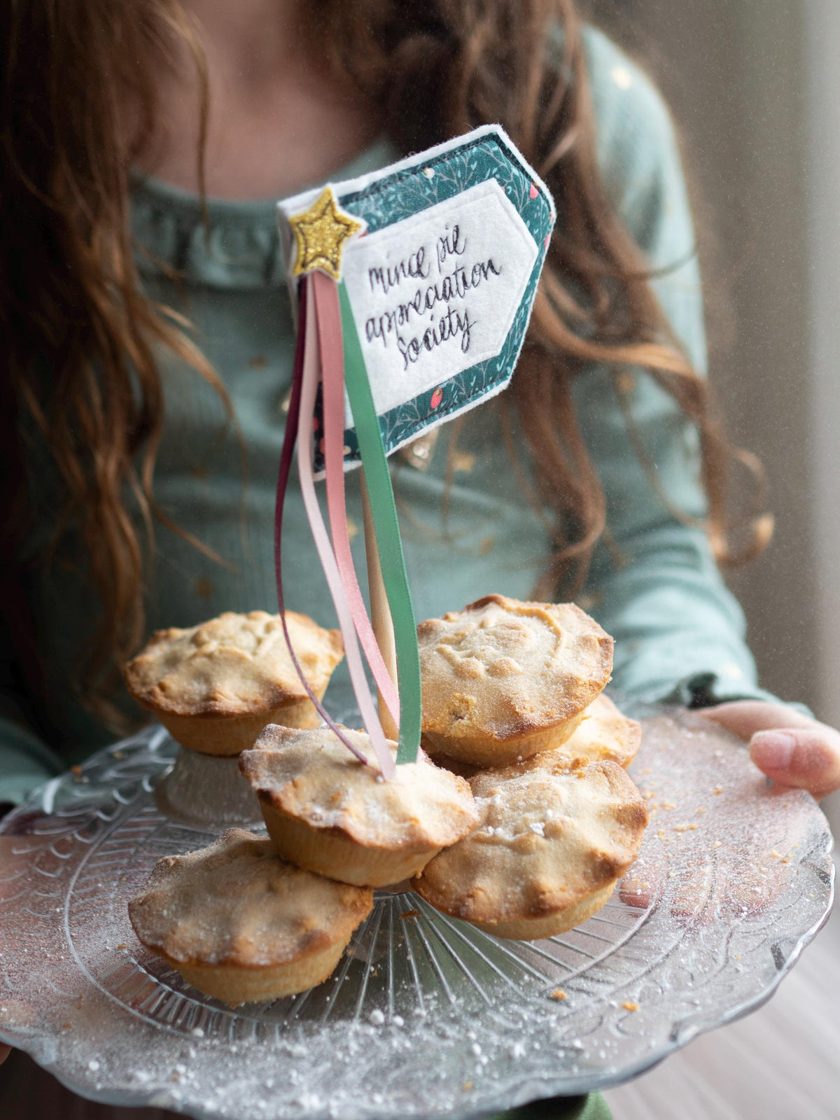 Mince Pie Appreciation Society cake topper flag decoration