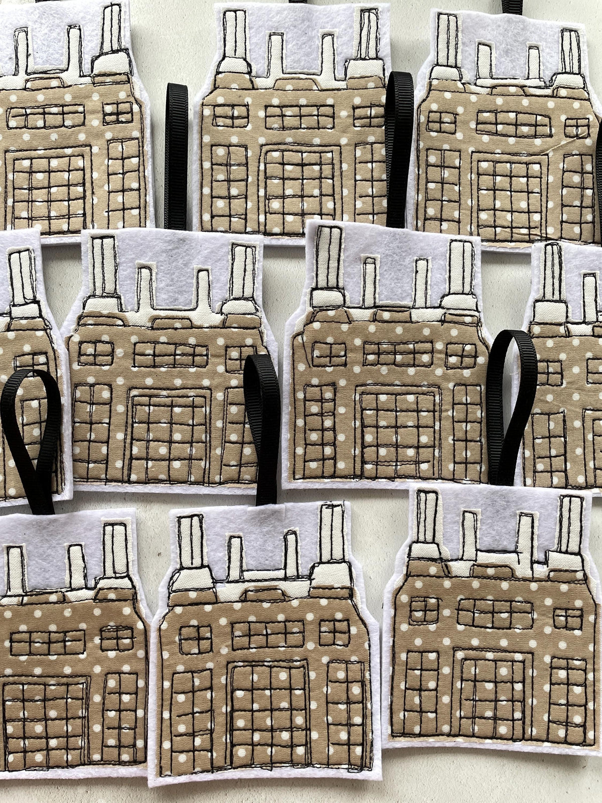 Freehand embroidered Battersea Power Station hanging decoration