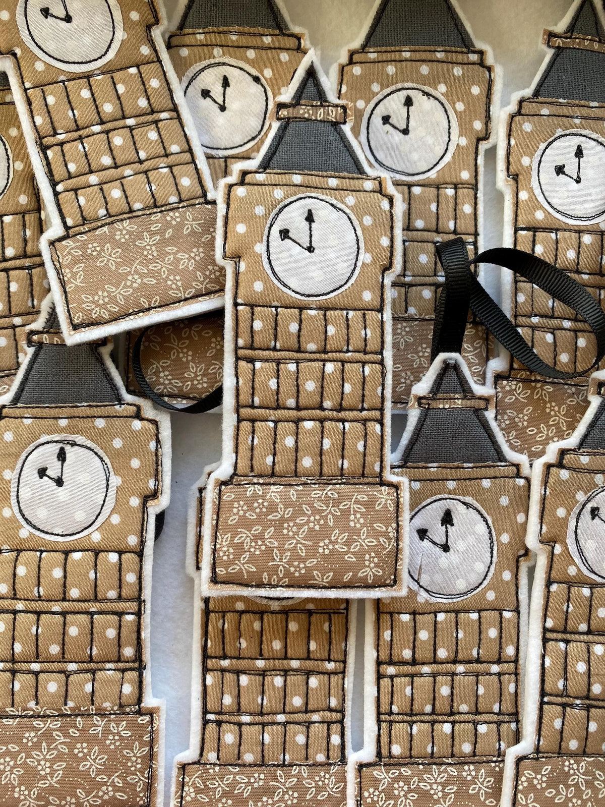 Freehand embroidered London Big Ben hanging decoration