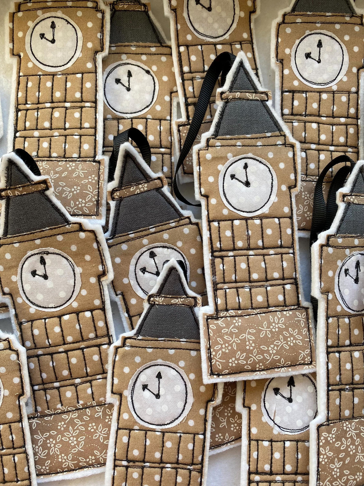 Freehand embroidered London Big Ben hanging decoration