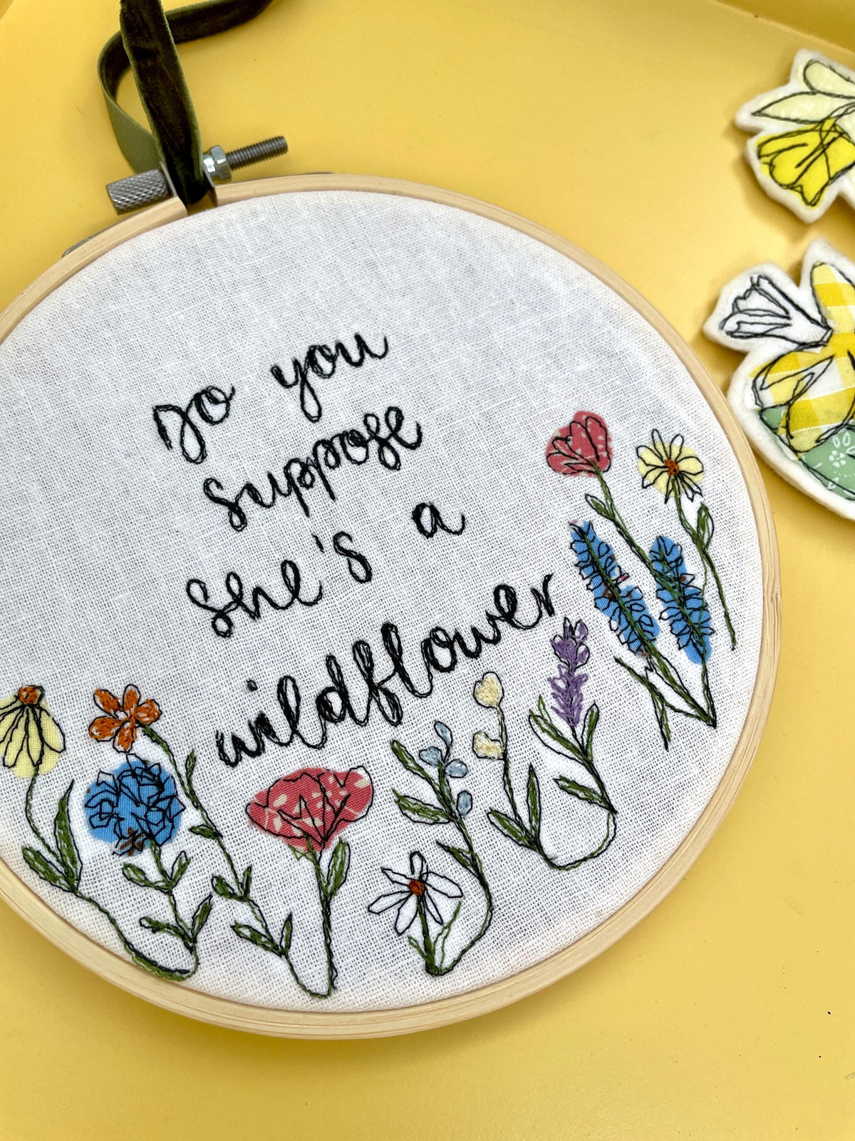 Do you suppose she’s a wildflower freehand embroidered decorative hoop