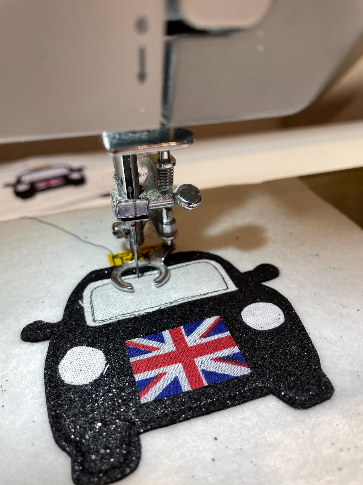 Freehand embroidered London Black Taxi Cab hanging decoration