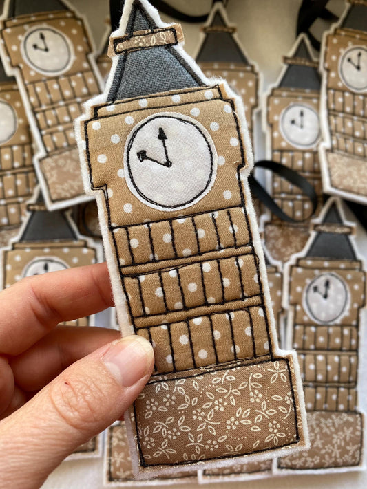 Freehand embroidered London Big Ben hanging decoration