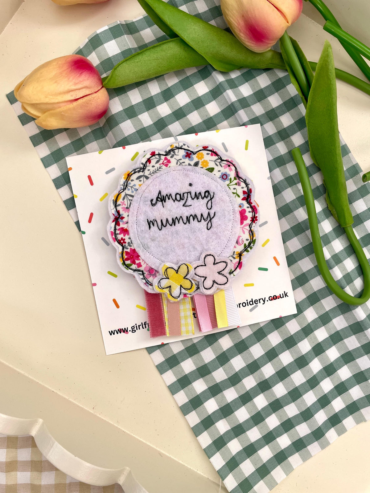 Mother’s Day Rosette badge. Amazing mum rosette. Best mum ever rosette