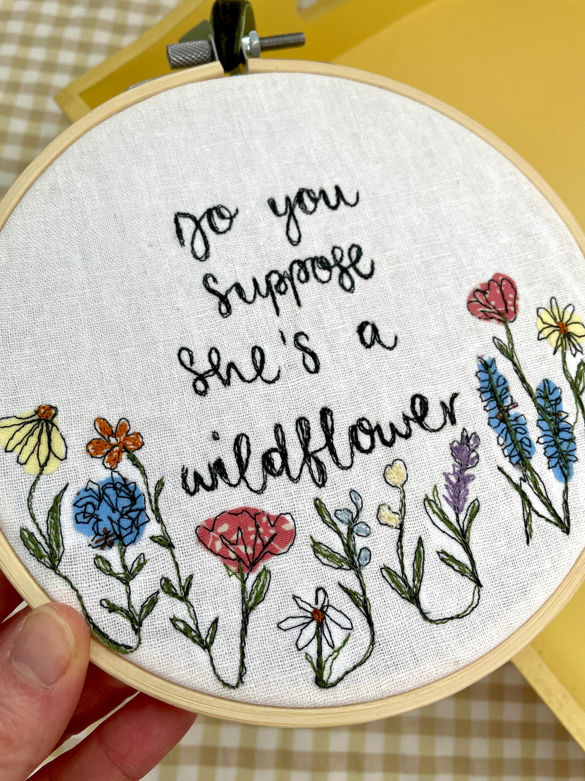 Do you suppose she’s a wildflower freehand embroidered decorative hoop