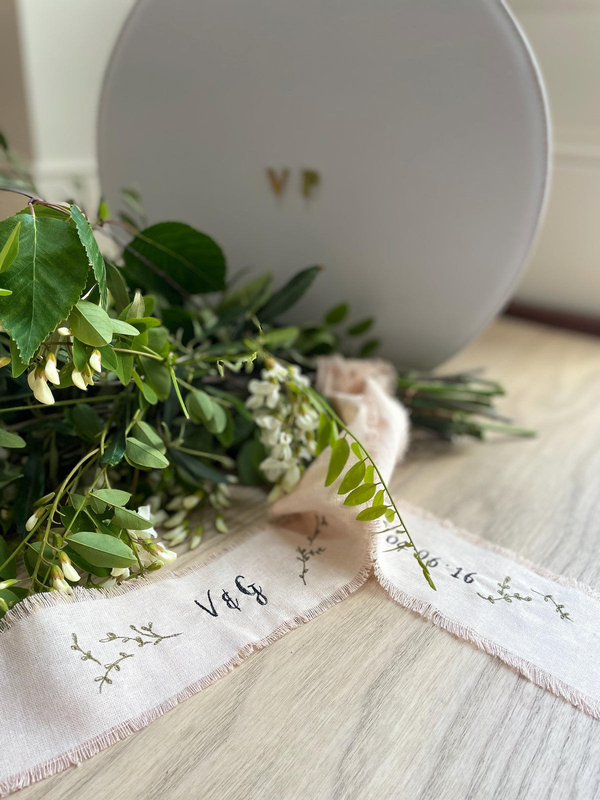 Bespoke Embroidered Bouquet Ribbon Wedding Bouquet Ribbon