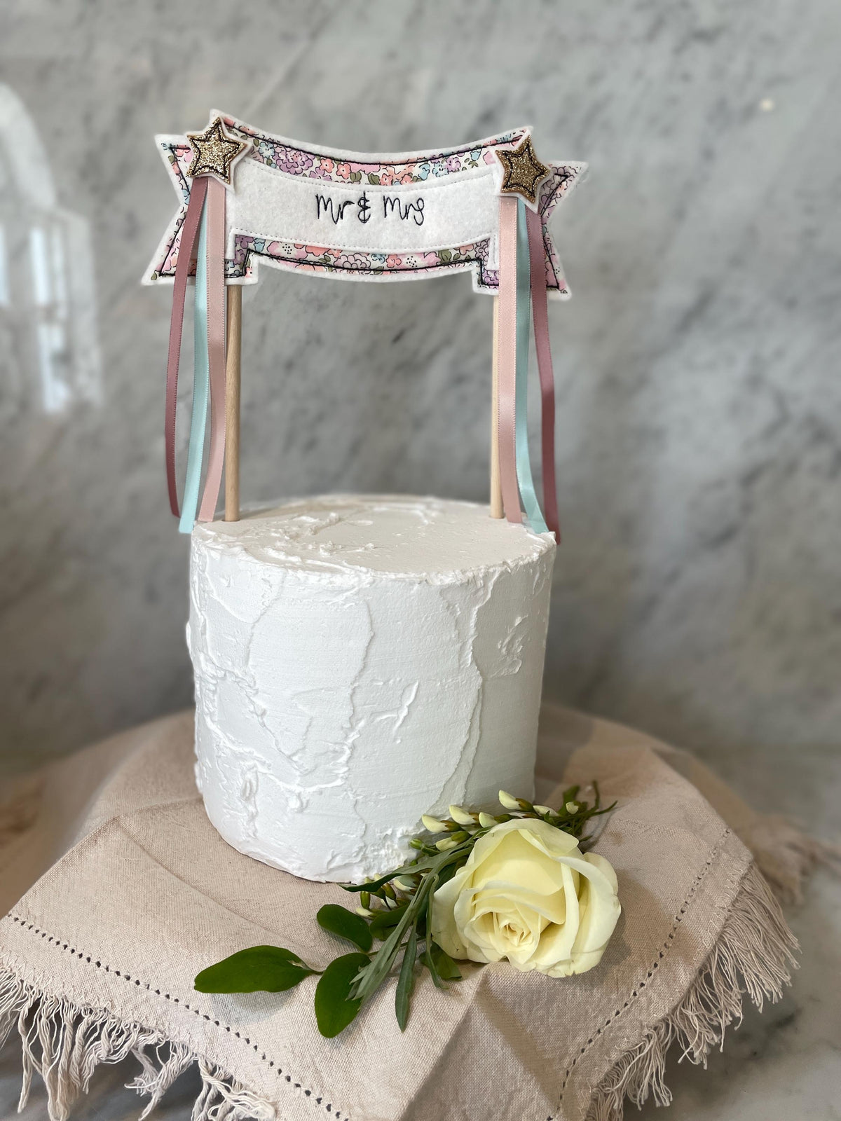 Embroidered Wedding Cake Topper | Bespoke Wedding Cake | Personalised Wedding Cake Topper | Custom Wedding Cake Topper | Custom Cake Banner