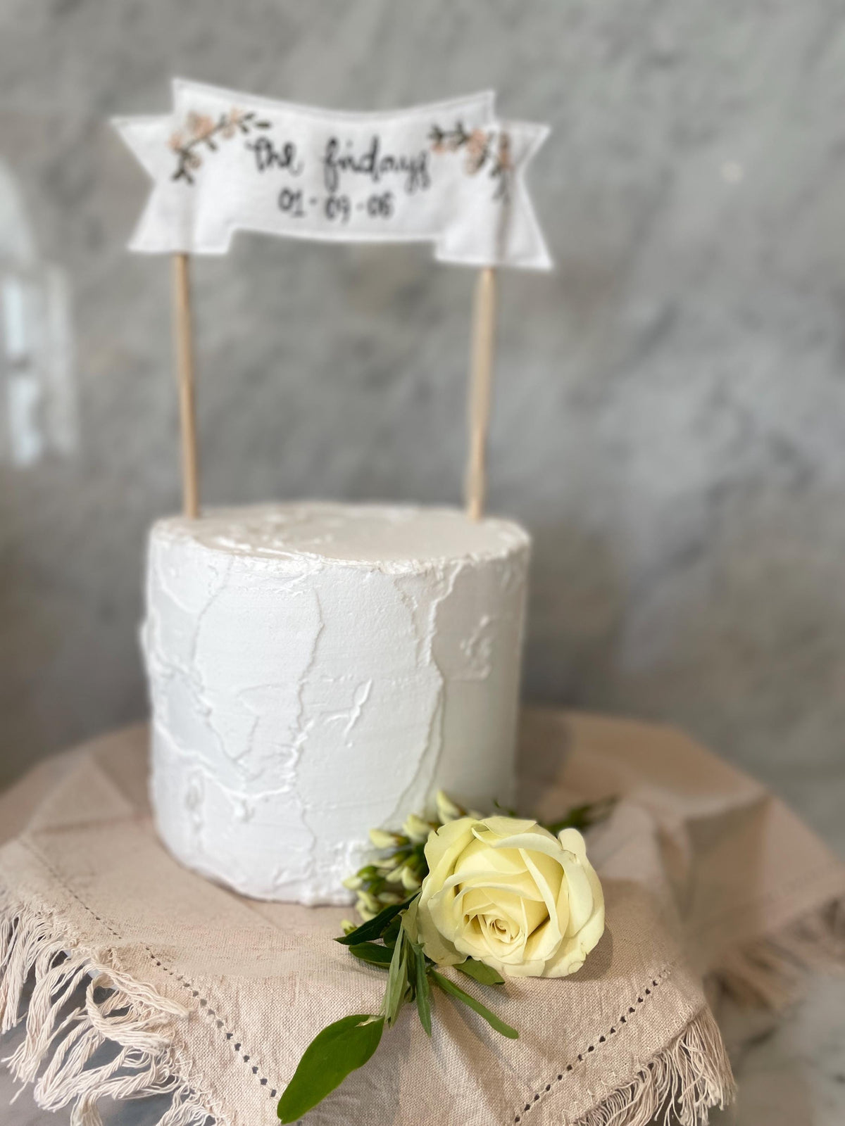 Embroidered Wedding Cake Topper | Bespoke Wedding Cake | Personalised Wedding Cake Topper | Custom Wedding Cake Topper | Custom Cake Banner