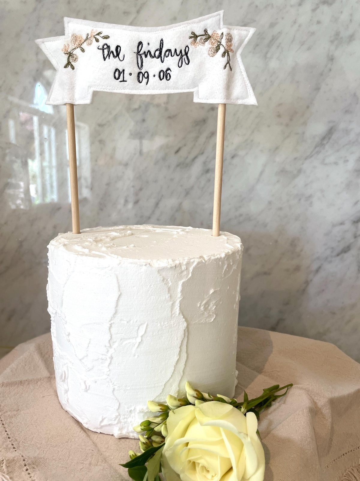 Embroidered Wedding Cake Topper | Bespoke Wedding Cake | Personalised Wedding Cake Topper | Custom Wedding Cake Topper | Custom Cake Banner