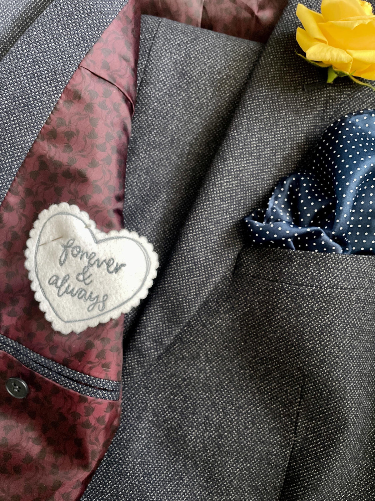 Personalised Embroidered Tie Patch | groom tie patch | groom keepsake message | personalised wedding tie | wedding tie label