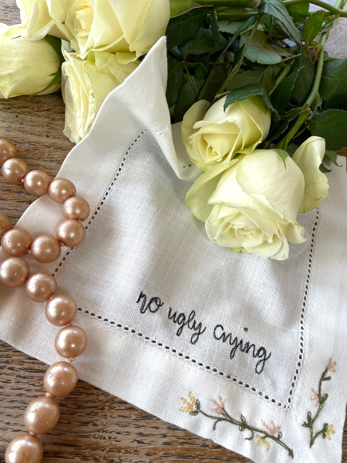 Embroidered keepsake handkerchief | no ugly crying handkerchief | personalised wedding handkerchief | embroidered handkerchief