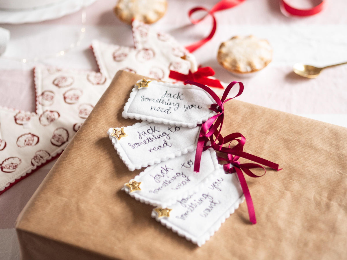 Personalised Felt Gift Tags , Set of 4 , Something You Want, Need, Wear & Read, Reusable Christmas Tags