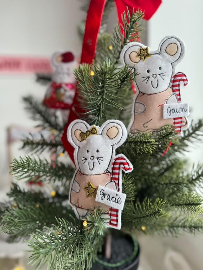 Christmas party mouse personalised decoration