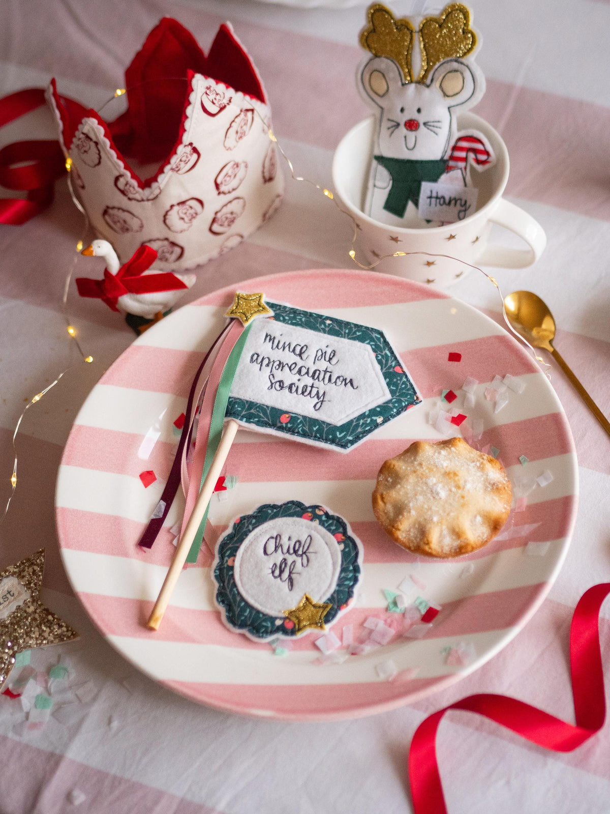 Mince Pie Appreciation Society cake topper flag decoration