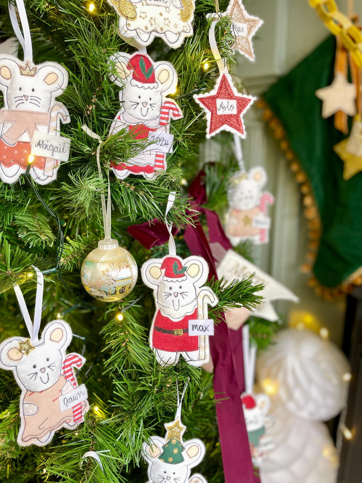 Christmas party mouse personalised decoration