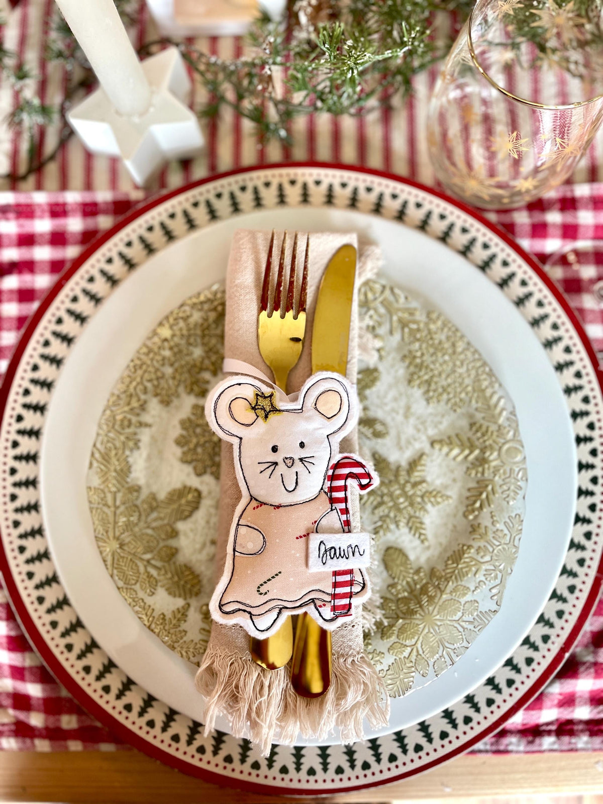 Christmas party mouse personalised decoration