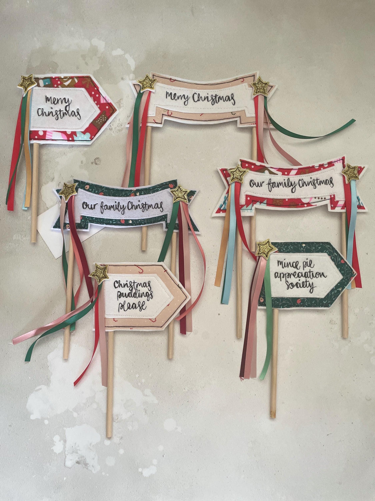 Pink Merry Christmas Cake Topper Banner