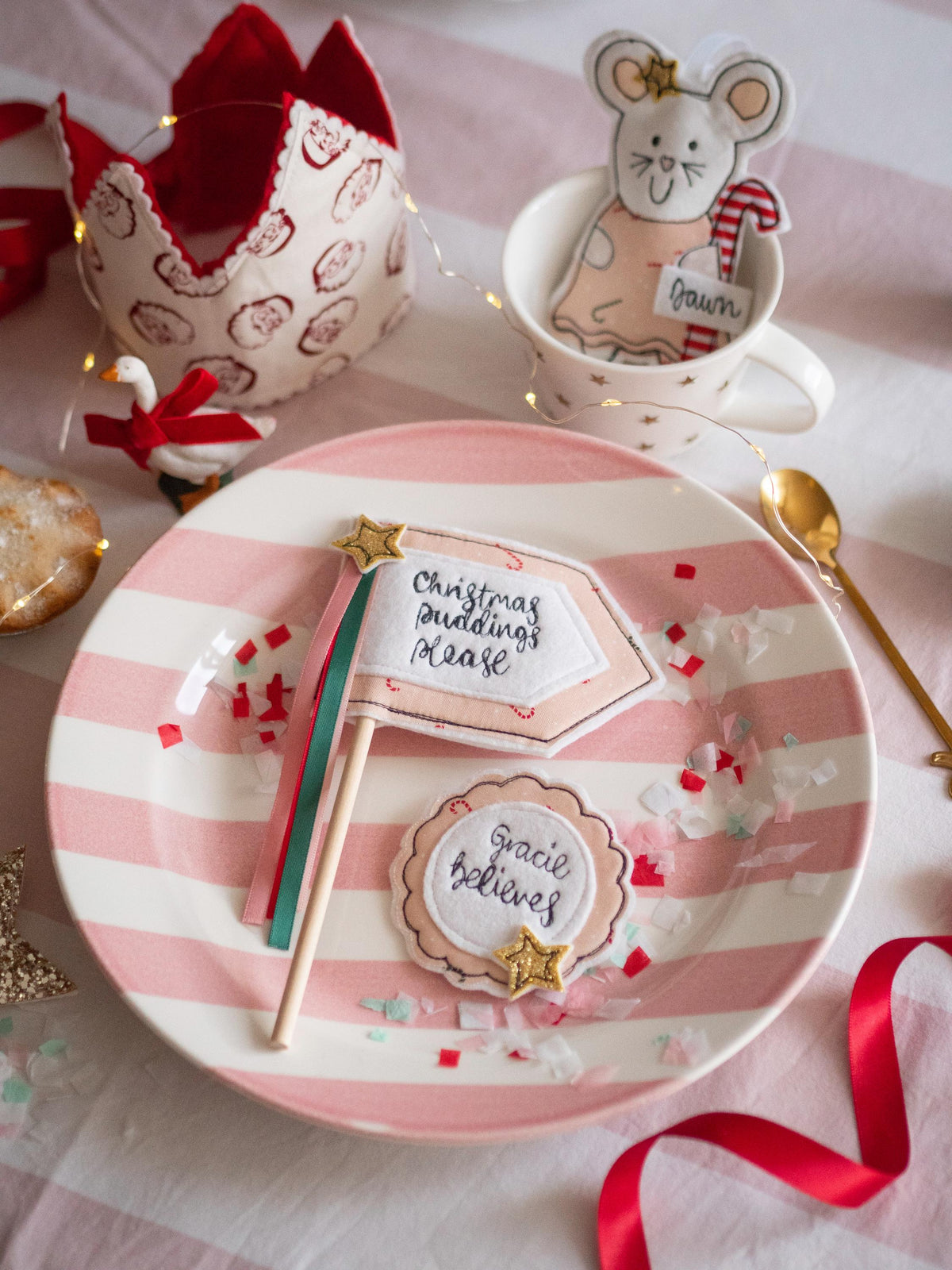 Christmas Puddings please cake topper flag decoration