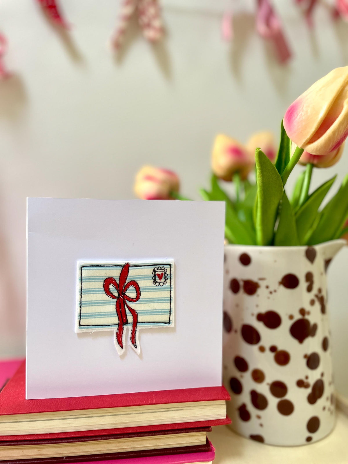 Embroidered love letter valentines card