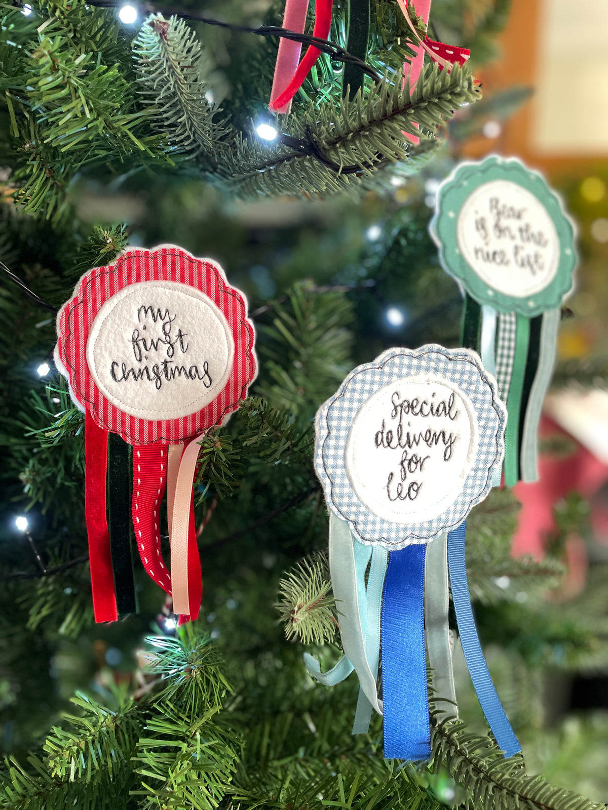 Personalised Christmas rosette badge
